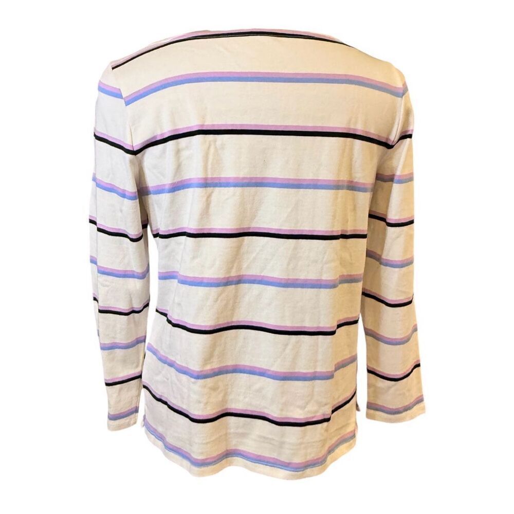 Talbots Striped Cotton Multicolor Long Sleeve Boatneck Pullover Shirt LP Set of - Picture 12 of 16